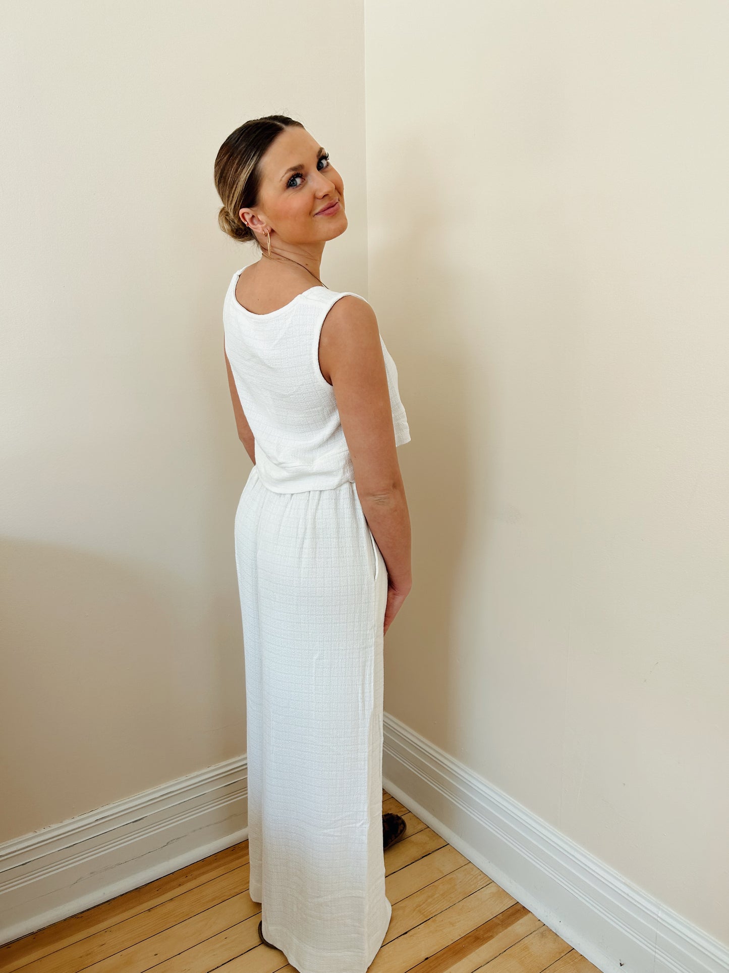 Off-White Linen Two Piece Set