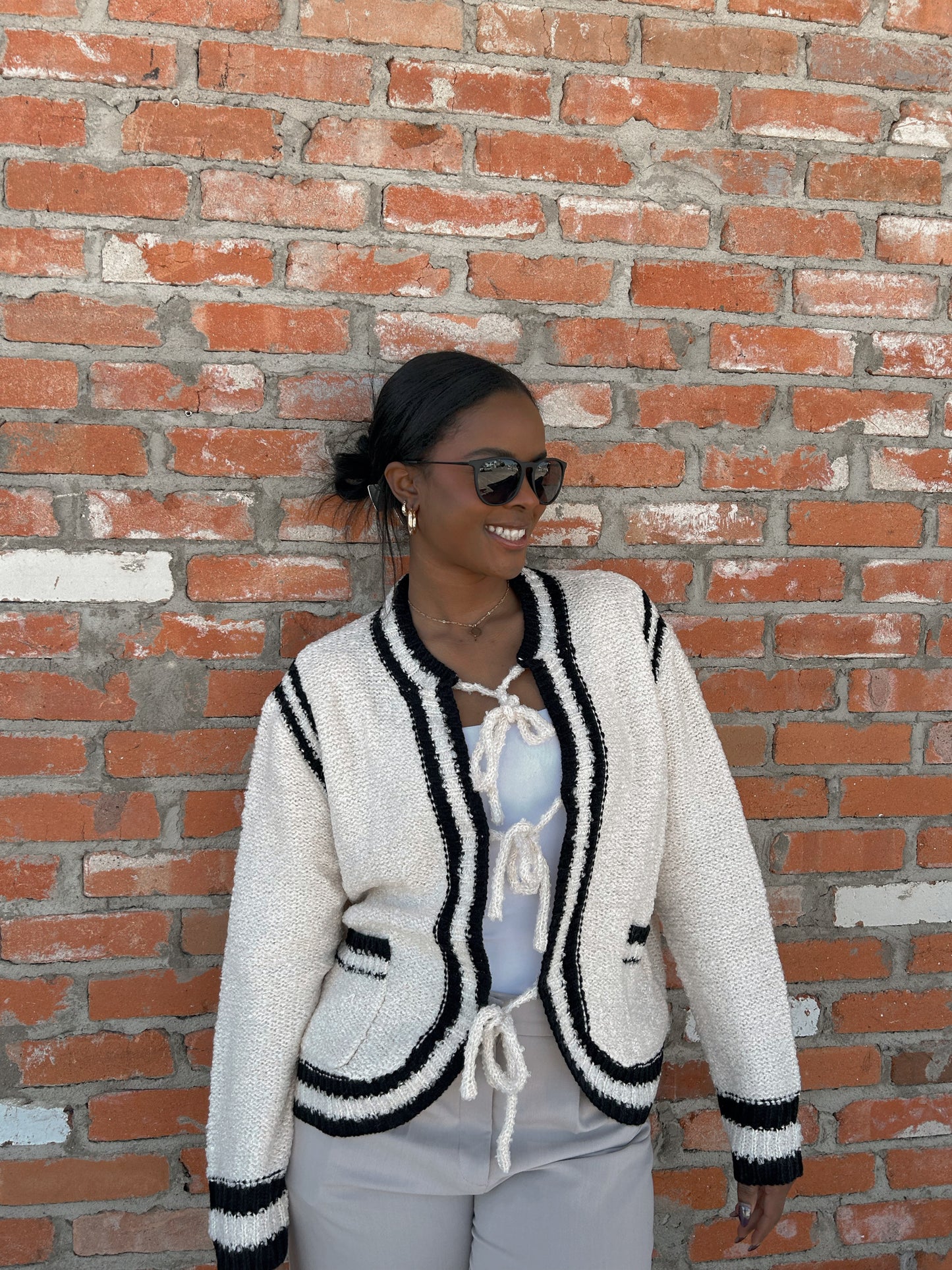 Black & White Bow Cardigan